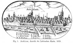 Abb. 1: Lubinsche Karte von Anklam, 1618