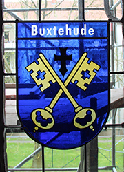Nikolaikirche Anklam, Hanse-Wappenfenster von Buxtehude (*2016)