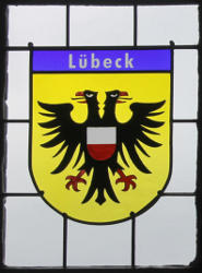 Nikolaikirche Anklam, Hanse-Wappenfenster von Lübeck (*2012)