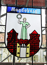 Nikolaikirche Anklam, Hanse-Wappenfenster von Magdeburg (*2016)