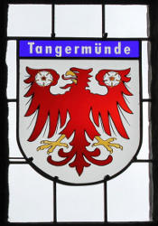 Nikolaikirche Anklam, Hanse-Wappenfenster von Tangermuende (*2012)