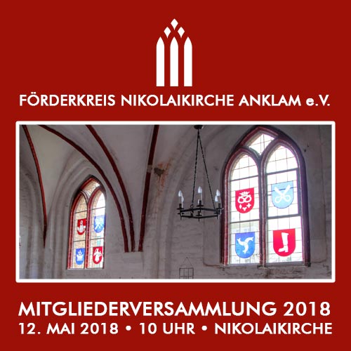 Termin der Mitgliederversammlung des Förderkreises Nikolaikirche Anklam e.V.
