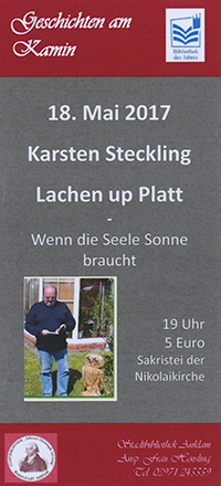 Lesung: 'Geschichten am Kamin' Lachen up Platt - wenn die Seele Sonne braucht