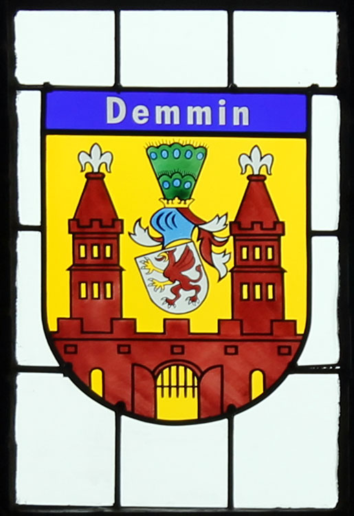 Wappenfenster von Demmin, Deutschland