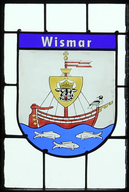 Wappenfenster von Wismar, Deutschland